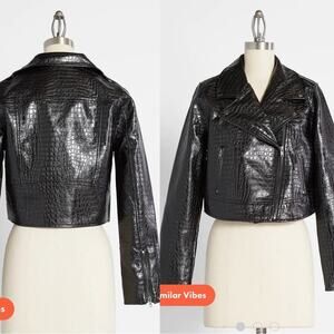 Modcloth Crocodile Rock Moto Jacket MEDIUM
